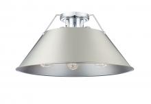  3306-3FM CH-PW - Orwell 3-Light Flush Mount in Chrome with Pewter